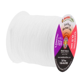 Mandala Crafts Nylon Satin Cord - 0.5mm Nylon Cord for Jewelry Making - 0.5mm Cord Nylon String for Bracelets Making - 164 Yds White Strings Rattail Chinese Knotting Cord