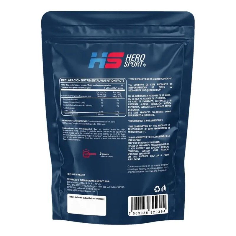 Creatina Mono-hidratada 450gr Hero Sport