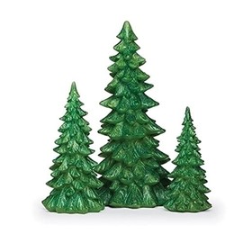 Roman Green Glitter Christmas Trees Figurine, Set of 3, Christmas Decoration