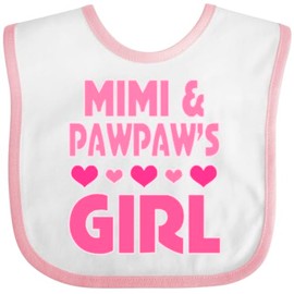 inktastic Mimi and Pawpaw Girl Granddaughter Valentine Baby Bib White and Pink 43063