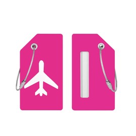 2 Pack Silicone Luggage Tag for Suitcases with Stainless Loop with Name ID Card Perfect to Quickly Spot Baggage Handbag Luggage Travel Suitcase (Rose Red)