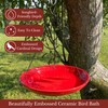 Backyard Essentials Red Ceramic Hanging Birdbath, Black Metal Chain Hanger,