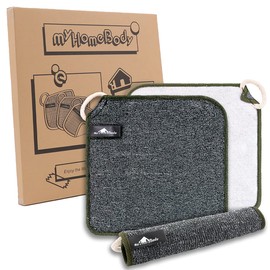 myHomeBody Dual-Textured Exfoliating Washcloth with Soft and Scrubbing Side, Body Exfoliation Scrubber for Bath, Shower, Durable 3 Layer Construction, Gray, Set of 3