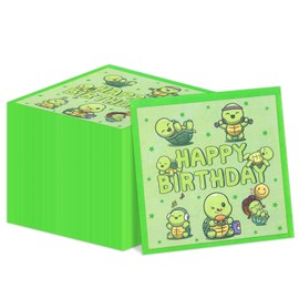 100Pcs Sea Turtle Party Napkins, Disposable Cute Birthday Decorations for Under the Sea Party, Baby Shower Boys Girls Supplies, 13 x 13 Inches