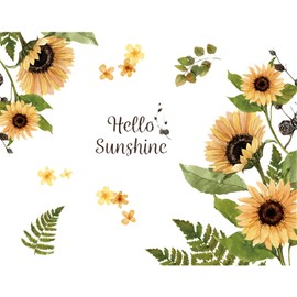 Hapiya Hapiya Wall Sticker, Removable, Stylish, Plant, Wall, Easy Seal, For Rooms, Living Room, Bedroom, Toilet, Children's Room, Stairs, Rental (Sunflower)