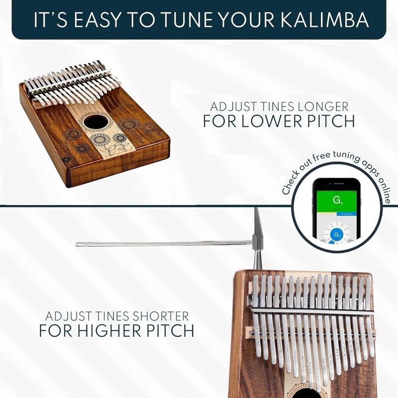 Kalimba 17 Keys, Wooden Finger Pianos, Sunflower Professional Thumb Piano