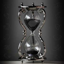 Black Antique Decorative Hourglass Sand Timer - 30 Minute, Unique Vintage 12 Constellations Metal Art Hour Glass for Office Desk Home Decor - Birthday Gift,Capricorn