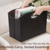 WRINGKIT PU Leather Magazine File Holder, Foldable Magazine Basket with