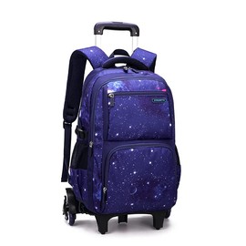 VIDOSCLA Elementary Galaxy Teens Rolling Backpack Kids Boys Luggage with Wheels Trolly BookBag for School-6 Wheels
