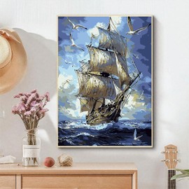 EMIEAUFG Creative Paint by Number Kit for Adults,Surface Sailing DIY Paint by Numbers Set for Home Decor and Gifting - 12x16 Inch