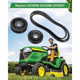 Idler Pulley and Drive Belt Kit Fit for John Deere GX20006 GX20286 GX20287 GX20286-A GX20287-A L100 L110 L120 L130 L107Replace GX20006 GX20286 GX20287