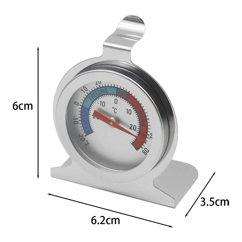 Alnicov 2pcs Fridge Freezer Refrigerator Thermometer Room Mechanical Thermometer Stainless