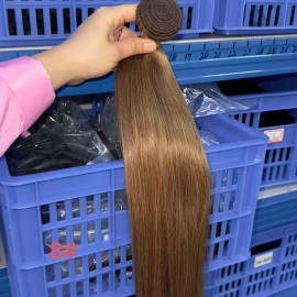 High Quality 100% Human Hair Highlight 4/27 Colored Curl Raw Bulk Human Hair Accept Different Coloredstyle: raw hair, color: 1 pcs bundle straight, Stretched Length: 14 inch
