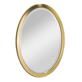 Head West Oval Brushed Gold Metal Framed Bathroom Mirror - 23" x 30"