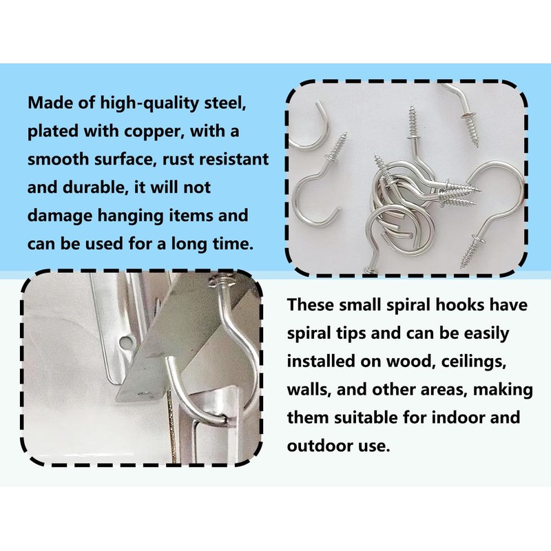 Lhbwhiz Pack of 100 Screw Hooks, 1/2 Inch Hooks, with