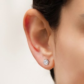 MomentWish Moissanite Diamond Stud Earrings 925 Silver / Gold 585, 1–4 Carat, Genuine Silver, Hypoallergenic VVS1 D Colour with GRA Certificate, Earrings Gift for Men Women 5/6.5/8 mm, Sterling