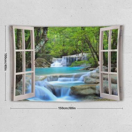 Tapiz de paisaje cascada para colgar en la pared, naturaleza, paisaje 3D, bosque, lago botánico, tapices para decoración del hogar, sala de estar, dormitorio, apartamento, dormitorio de granja, 60 x
