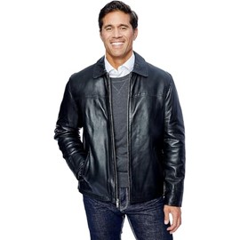 Excelled Leather mens New Zealand Lambskin Classic Open Bottom Leather Jacket, Black, Medium US
