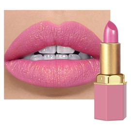 CAKAILA Lápiz Labial Metálico Rosa Y Morado Para Mujer, Ligero Y Brillante, Con Acabado Mate, Brillo Labial De Larga Duración, Resistente Al Agua Y A 