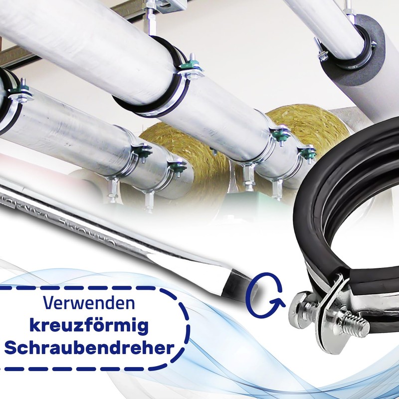 Reinforced Pipe Clamps M8/M10 with Rubber Seal and Diameter 35