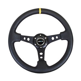 NRG REINFORCED STEERING WHEEL RST-006BK-Y + U.S. PERFORMANCE LAB STICKER
