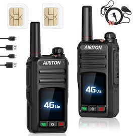 AIRITON Walkie Talkies Fast Radio Unlimited Range Nationwide 4G Long Distance 5000 Miles Handheld POC Two Way Radio Push to Talk Over Cellular Radio Walkie Talkie for Group(2 with SIM Card)