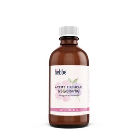 HEBBE - Aceite Esencial de Geranio 50 ml | Aceite Orgánico de Geranio | Aromaterapia | Difusor | Uso en Spa | Masaje | Corporal | Contenido 50 ml