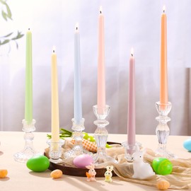 Conelist 6 Pcs Candy Color Taper Candles 10 Inch Pastel Unscented Smokeless Tapered Candles Handmade Multicolored Candlesticks for Wedding Birthday Home Dining Table Decor