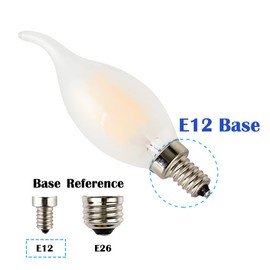 OPALRAY C35 4W(40W Incandescent Equivalent) LED Candelabra Bulb, Dimmable, Warm White Light 2700K, E12 Small Base Bulb, Frosted Glass Flame Tip, 5 Pack