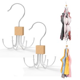 Tank Top Hanger,Rotatable Bra Hanger,Max 36 Storage Capacity Sports Bra Hangers,Space Saving Hangers for Dorm,Closet Organizers and Storage,Closet Organizer for Belt,Scarf, Purse,Wood