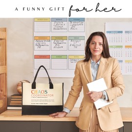 THEBUSSA Thank You Gifts for Women, Teacher, Coworker, Boss Lady, Manager, Employee, Nurse - Administrative Professional Day Gifts, Teacher Appreciation Gift - Chaos Coordinator Gift - Canvas Tote Bag