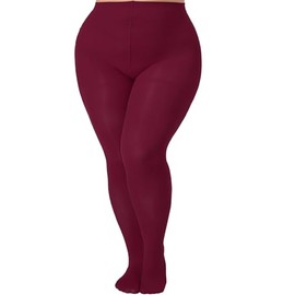 MERYLURE 240D Super Opaque Plus Size Tights Women's Control Top High Waist Soft Tights Solid Color Footed Pantyhose