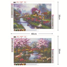 VEGCOO 2 Pack 5D DIY Diamond Painting Kits for Kids and Adults, Full Drill Painting Crystal Rhinestone Embroidery Paintings Art Craft for Home Wall Decor