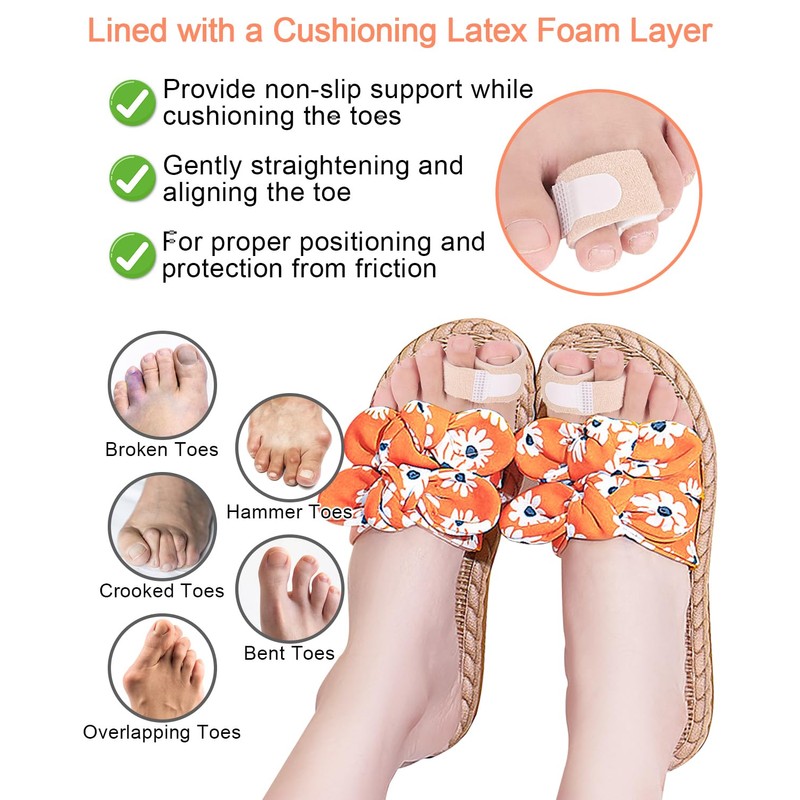 12 Pack Fabric Hammer Toe Corrector Straightener, Reusable Broken Toe