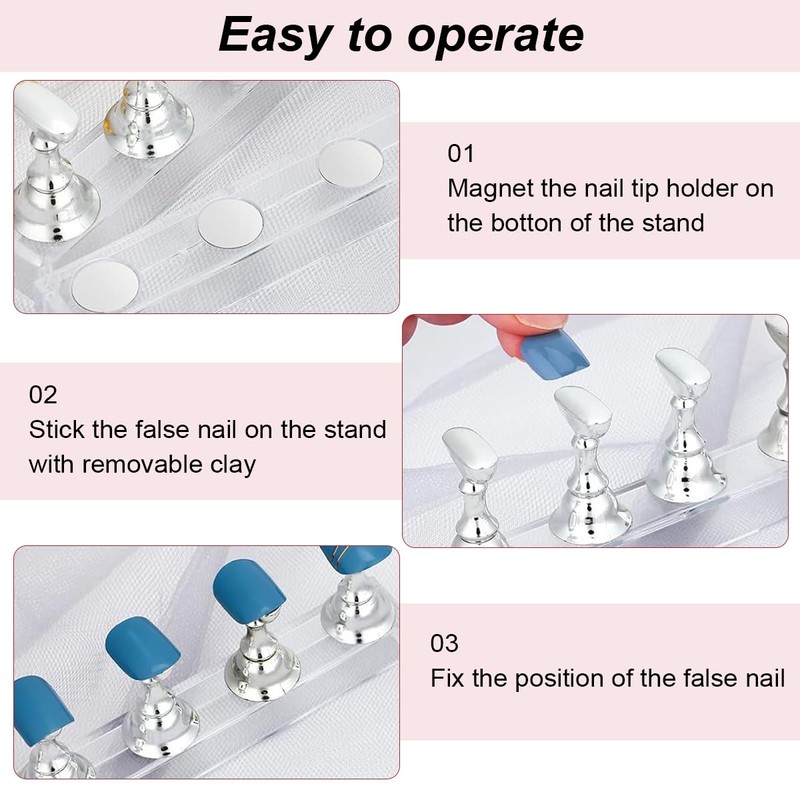 2 Sets Nail Stand Display, Magnetic Nail Tips Stand, Nail