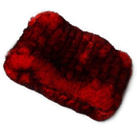yUhe2018Cw Yu He Rabbit Fur Headband - Winter Knit Neck Warmer Real Fur Headbands Women Scarf Muffler Red