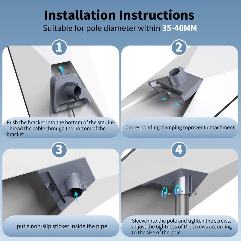 Starlink Gen 3 Pipe Adapter, Pole Mount Adapter Mounting Kit,