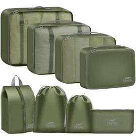 YEEYAA Packing Cubes for Travel - 8 Set Luggage Organizer Bags for Family, Mesh Breathable Packing Cubes for Suitcases Durable Travel Essentials Bags Set