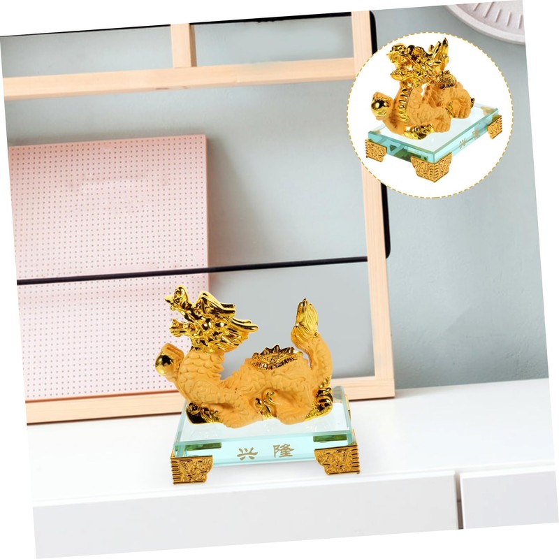 Mobestech 1Set Dragon Statue Resin Figurine Chinese Zodiac Dragon Sculpture