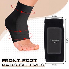 Nuanchu 2 Pairs Padded Skate Socks Ice Skating Protection Socks Lace Bite Gel Pads Ankle Malleolar Sleeves Protection Guards for Front Foot Shin Achilles Tendon Heel (Black,Front Foot)