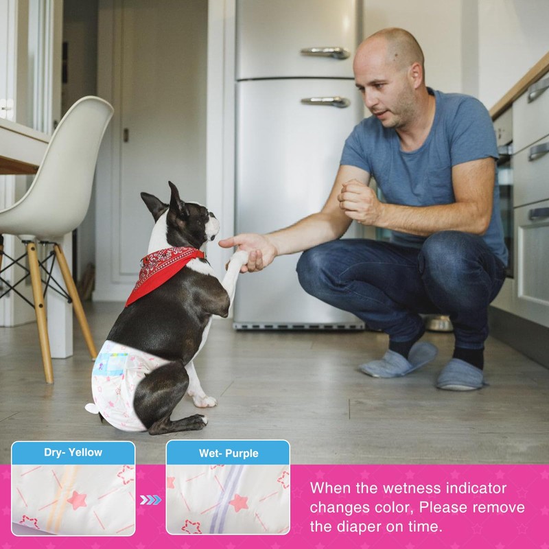 Ambreview 50 PCS Dog Diapers Female, Ultra-Absorbent Puppy Diapers for