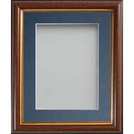 Frame Company Eldridge Mahogany Photo Frame with Blue Mount, 12x10 for 10x8 inch, fitted with perspex