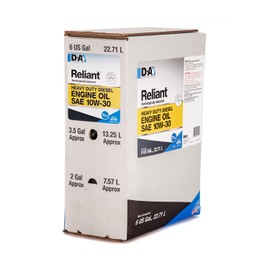 D-A LUBRICANT COMPANY 52205, Reliant Premium Heavy Duty Diesel Engine Oil | Synthetic Blend SAE 10W30 | Comparable to T5 Synthetic Blend | 6 Gallon Bag-in-a-Box (24 Quarts) | Easy Dispense Faucet