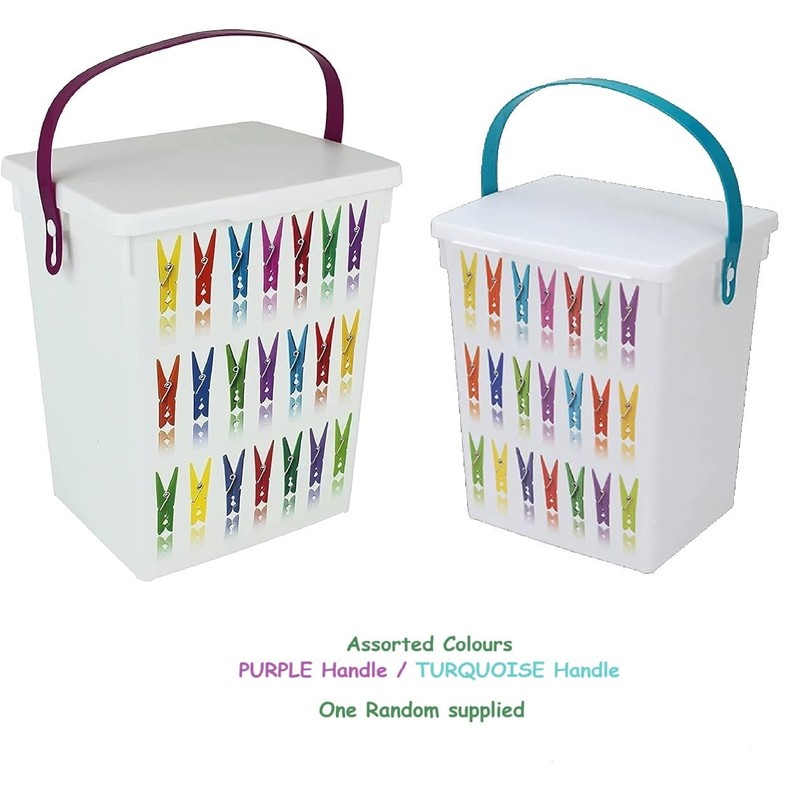 eMKay® Plastic 5Lt Peg Design Pegs Storage Box Container Caddy