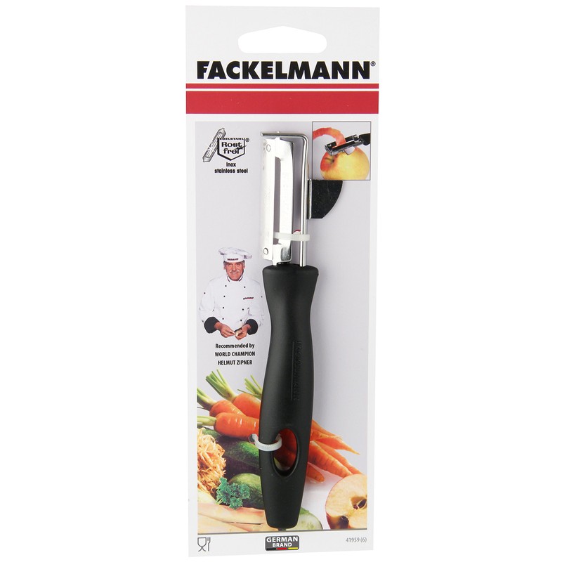 Fackelmann Universalschäler, Spargelschäler mit Klinge aus Edelstahl, Sparschäler für Obst