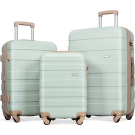 Merax Luggage Sets Expandable ABS Hardshell 3 Piece Suitcase with Spinner Wheels & TSA Lock, Lightweight Durable Travel Luggage 20''/24''/28'' for Airline Carry-On (Grey Green, 20''+24''+28'')