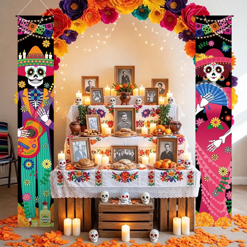 3Pcs Day of the Dead Door Cover Dia De Los