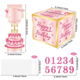 Adecortalk Birthday Money Box for Cash Gift with Surprise Money Gift Boxes for Kids Girls Women Adults Surprise Gift Box Birthday Party Decorations- Fun Ways to Give Cash as A Gifts (Pink)