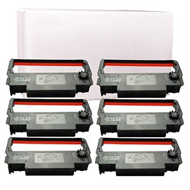 (6) Gorilla Supply Compatible Ink Ribbon Replacement for ERC 30 34 38 B/R ERC38 NK506, Compatible for POS Receipt Printers, Sealed Individual Pack, 6-Packs (Black/Red)