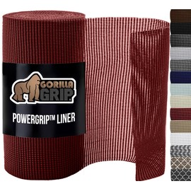 GORILLA GRIP powerGRIP Drawer Shelf and Cabinet Liner, Thick Strong Hold, Non-Adhesive Liners Protect Kitchen Cabinets and Cupboard, Bathroom Drawers, Easy Install, Breathable Mat, 17.5" x30', Red